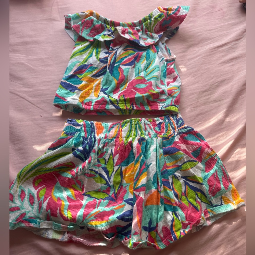 Colorful Off-Shoulder Top and Shorts Set